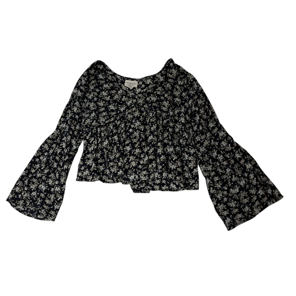 Ralph Lauren Denim & Supply‎ Top Women's Medium Black Floral Cottagecore